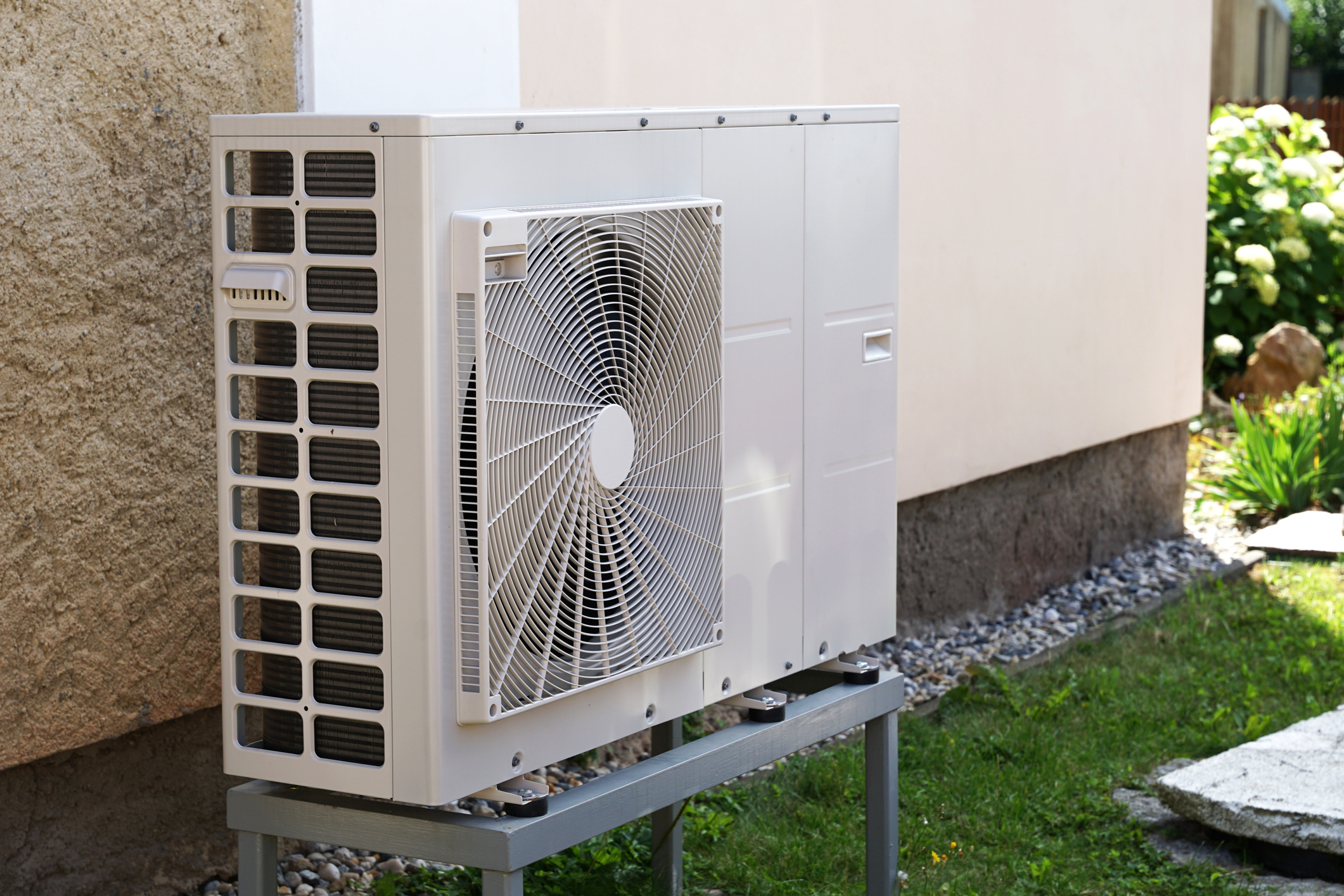 Heat pump installed outside of a home