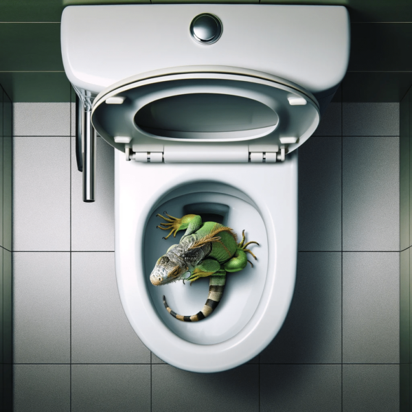 iguana in toilet