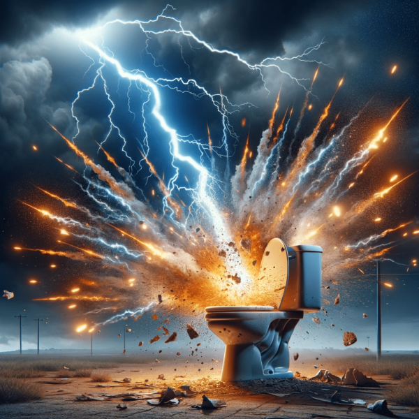 toilet being struck by lightning and exploding